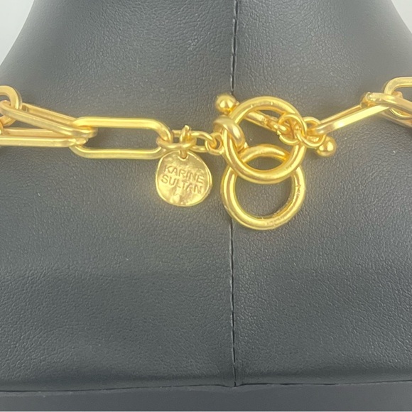 Karine Sultan polished link layered necklace with pearl drop - Picture 4 of 5